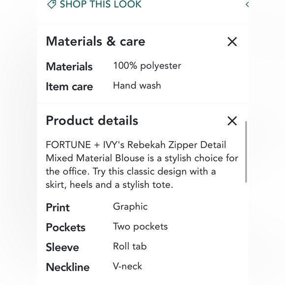 Fortune & Ivy 3/4 length women’s top size small - Picture 7 of 7